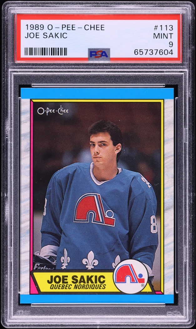 1989 O-Pee-Chee Hockey Joe Sakic ROOKIE #113 PSA 9 MINT