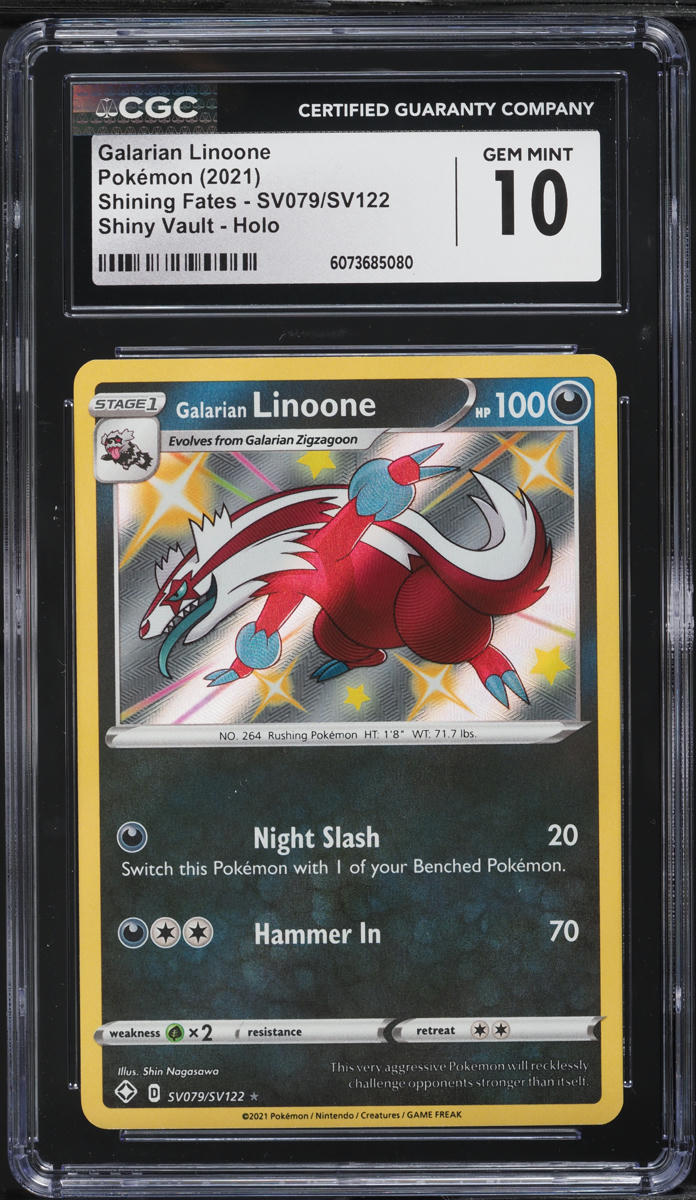 2021 Pokemon SWSH Shining Fates Shiny Vault Holo Shiny Galarian Linoone CGC 10