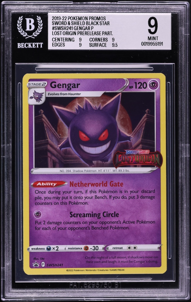 2019 Pokemon Sword & Shield Promo Lost Origin Prerelease Gengar #SWSH241 BGS 9 MINT