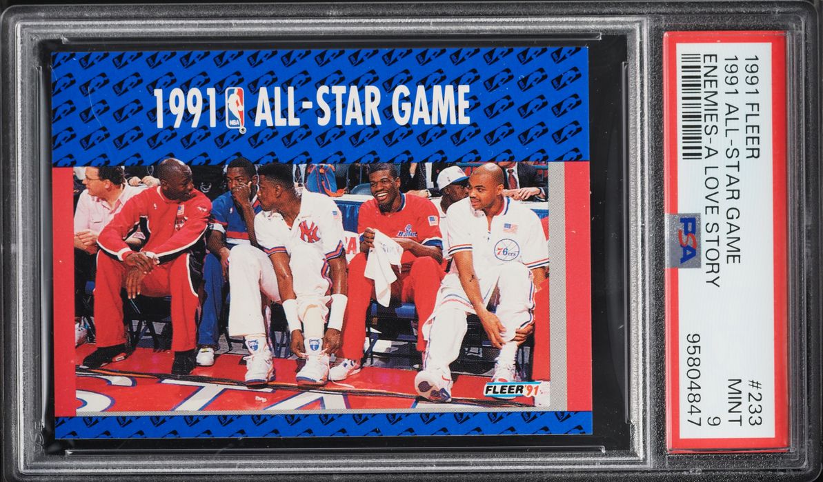 1991 Fleer All-Star Game Enemies A Love Story w/ Michael Jordan #233 PSA 9 MINT