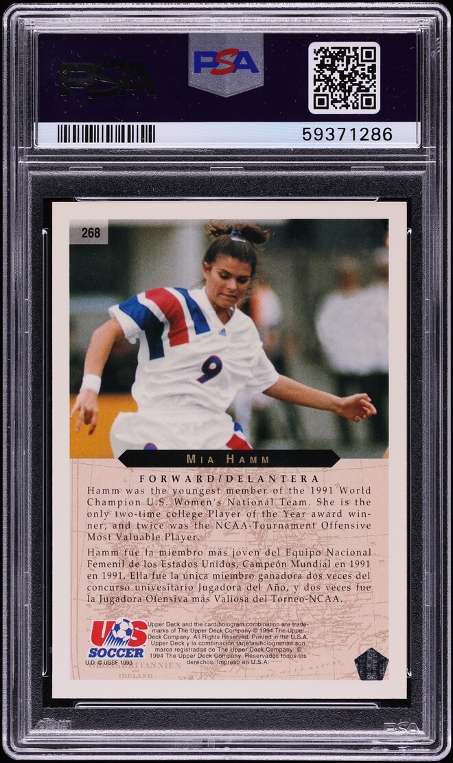 1994 Upper Deck World Cup English Spanish Mia Hamm ROOKIE #268 PSA 10 GEM MINT
