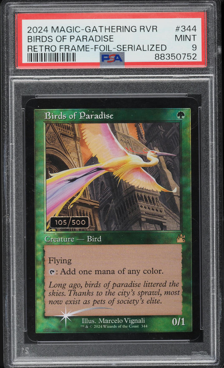 2024 MTG Ravnica Remastered Retro Frame Foil Birds Of Paradise /500 #344 PSA 9