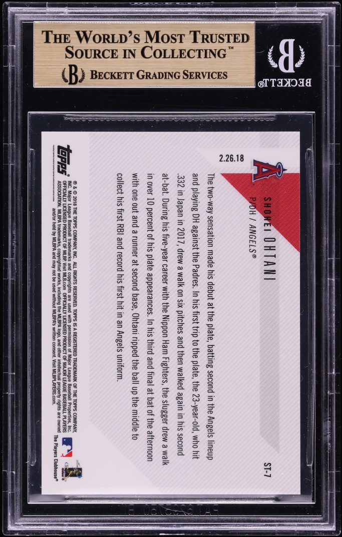 2018 Topps Now Spring Training Shohei Ohtani ROOKIE #ST-7 BGS 10 PRISTINE