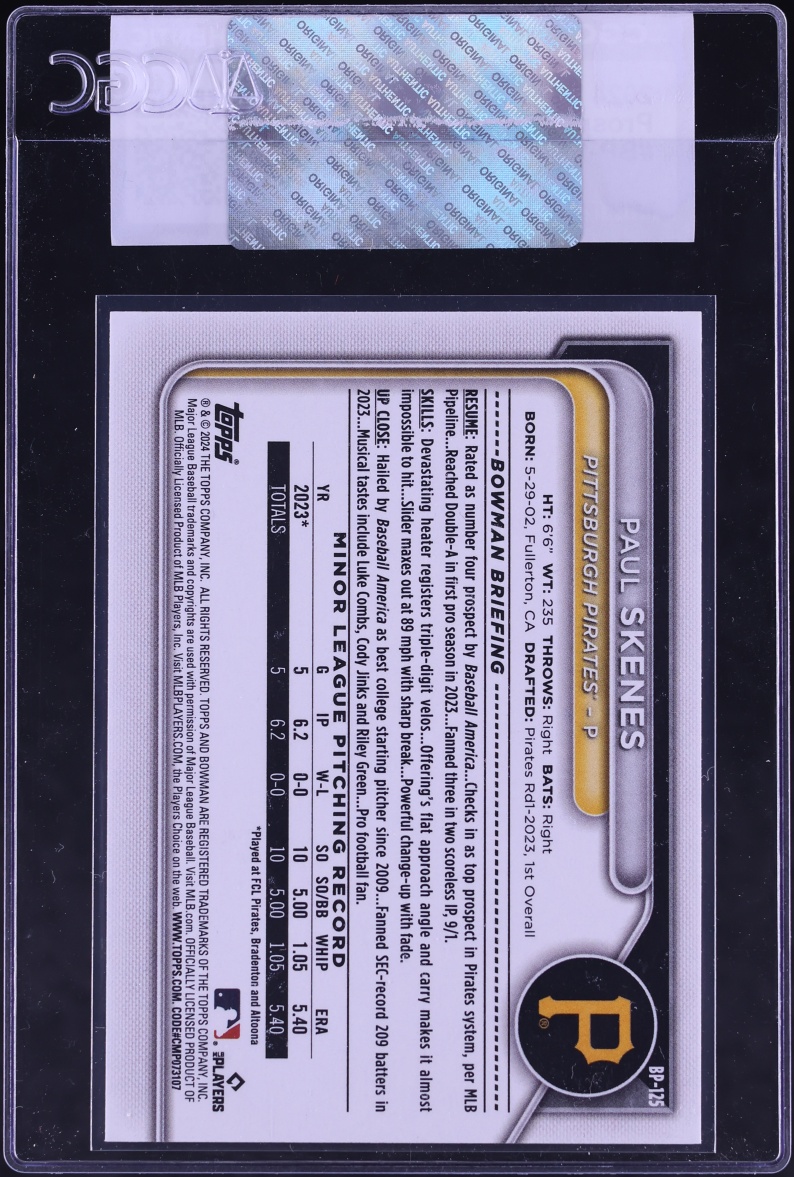 2024 Bowman Paul Skenes PROSPECT #BP-125 CGC AUTH