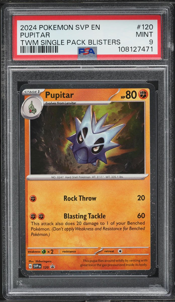 2024 Pokemon Scarlet & Violet Black Star Promo Twilight Masquerade Pupitar #120 PSA 9 MINT