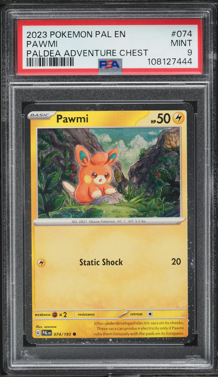 2024 Pokemon SV Black Star Promo Paldea Adventure Chest Pawmi #74 PSA 9 MINT