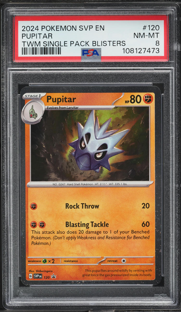 2024 Pokemon Scarlet & Violet Promo TWM Single Pack Blisters Pupitar #120 PSA 8 NM-MT