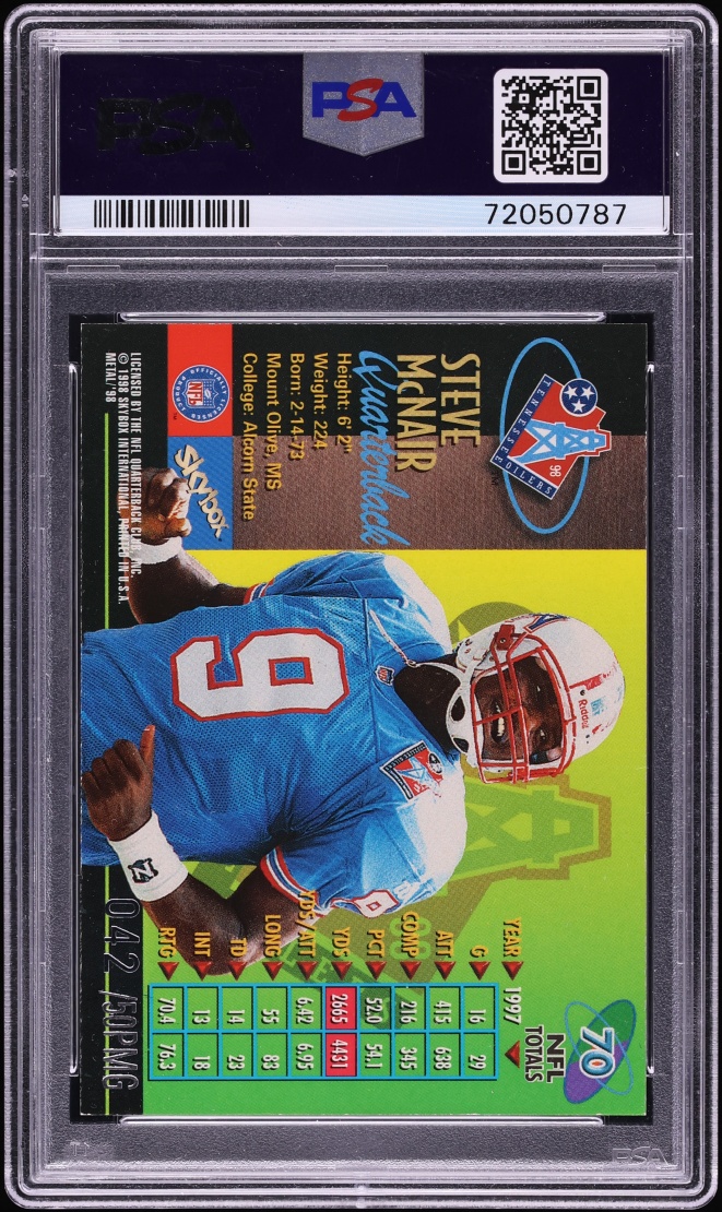 1998 Metal Universe Precious Metal Gems PMG Steve McNair /50 #70 PSA 8 NM-MT