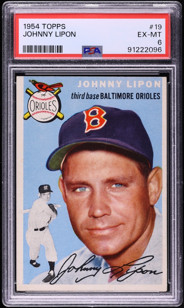 1954 Topps Johnny Lipon #19 PSA 6 EXMT