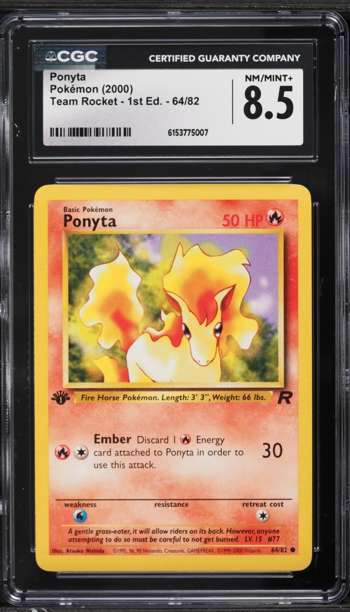 2000 Pokemon Team Rocket 1st Edition Ponyta #64 CGC 8.5 NM-MT+