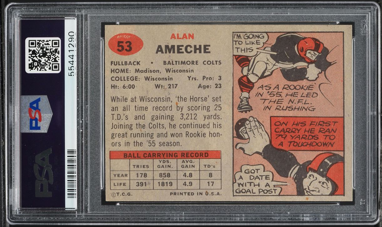 1957 Topps Football Alan Ameche #53 PSA 8 NM-MT
