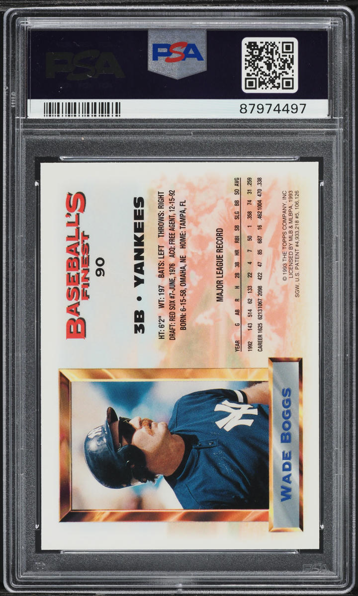 1993 Finest Refractor Wade Boggs ALL-STAR #90 PSA 8 NM-MT