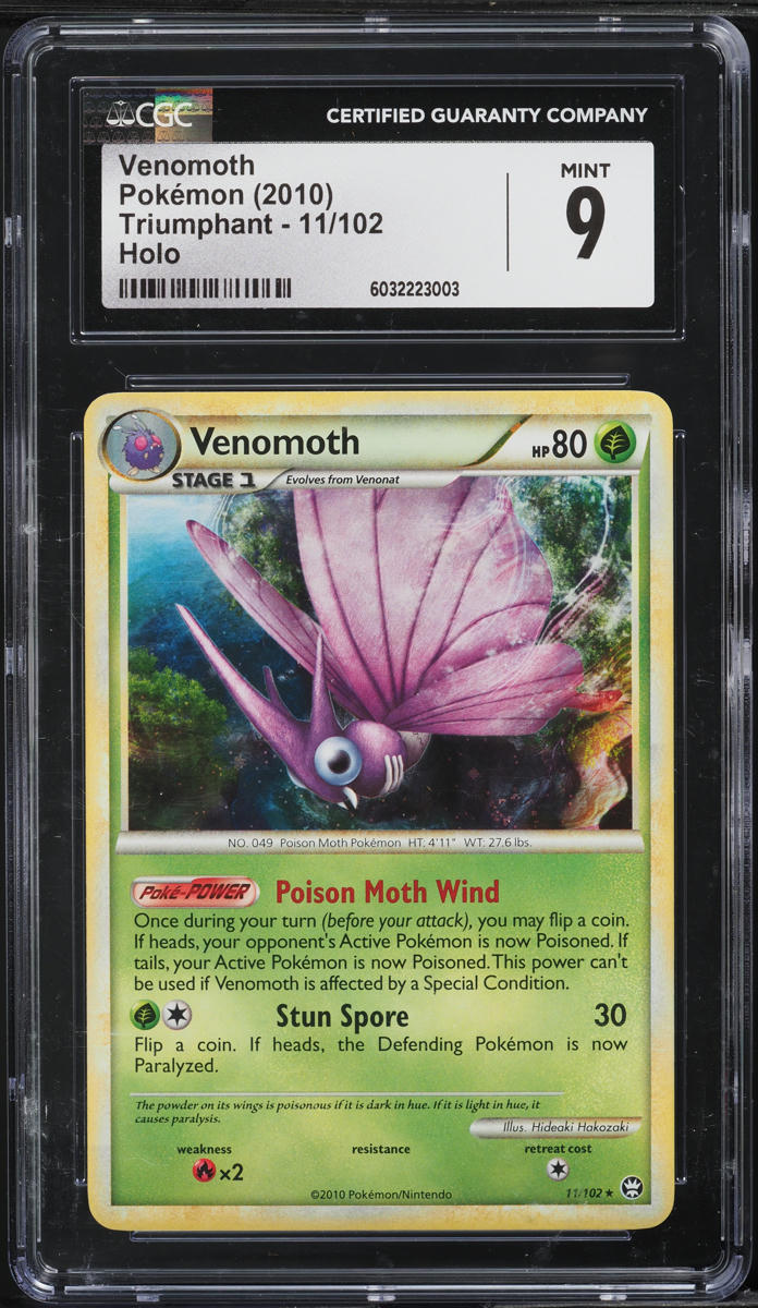 2010 Pokemon HeartGold & SoulSilver Triumphant Holo Venomoth #11 CGC 9 MINT