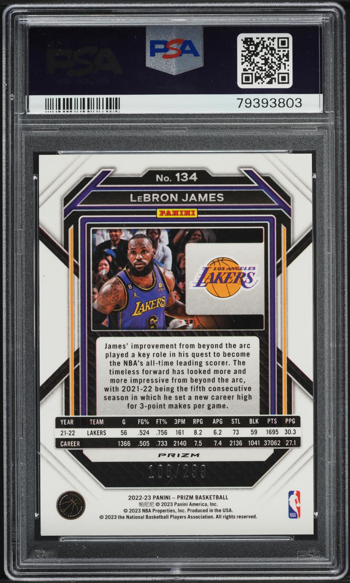 2022 Panini Prizm Red LeBron James /299 #134 PSA 9 MINT