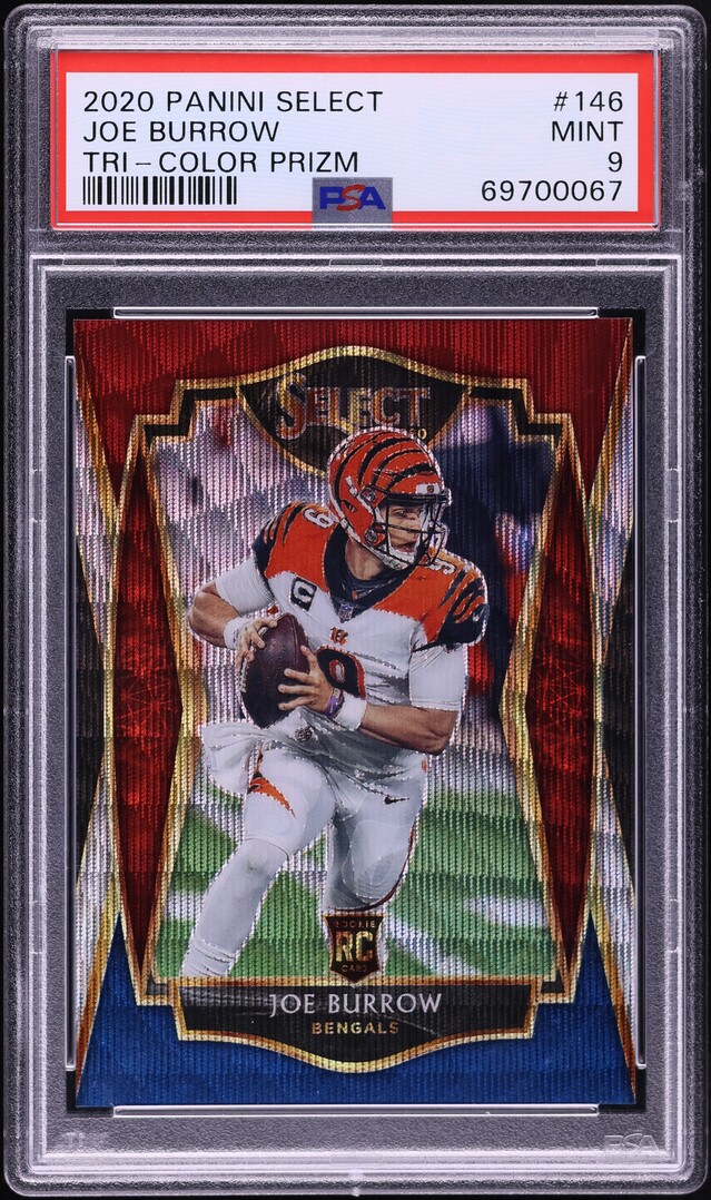 2020 Select Premier Level Tri Color Prizm Joe Burrow ROOKIE /199 #146 PSA 9 MINT