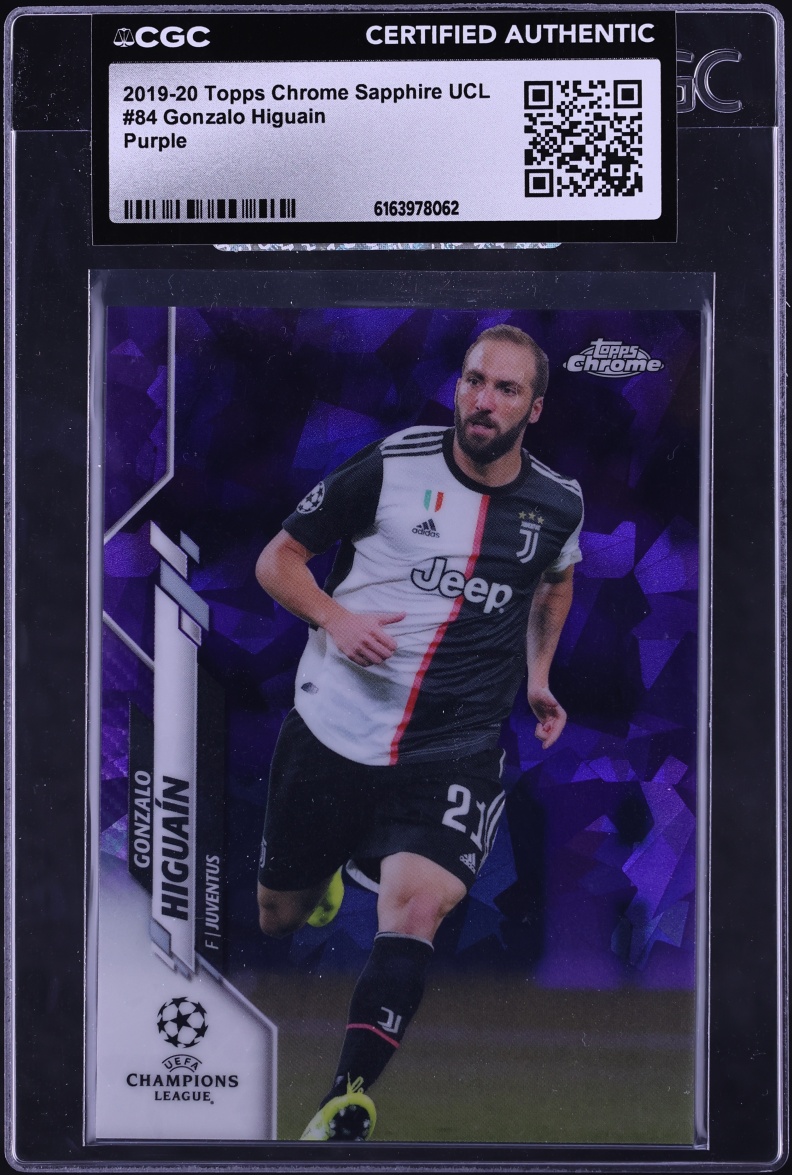 2019 Topps Chrome Sapphire UEFA Champions League Purple Gonzalo Higuain /25 #84 CGC AUTH