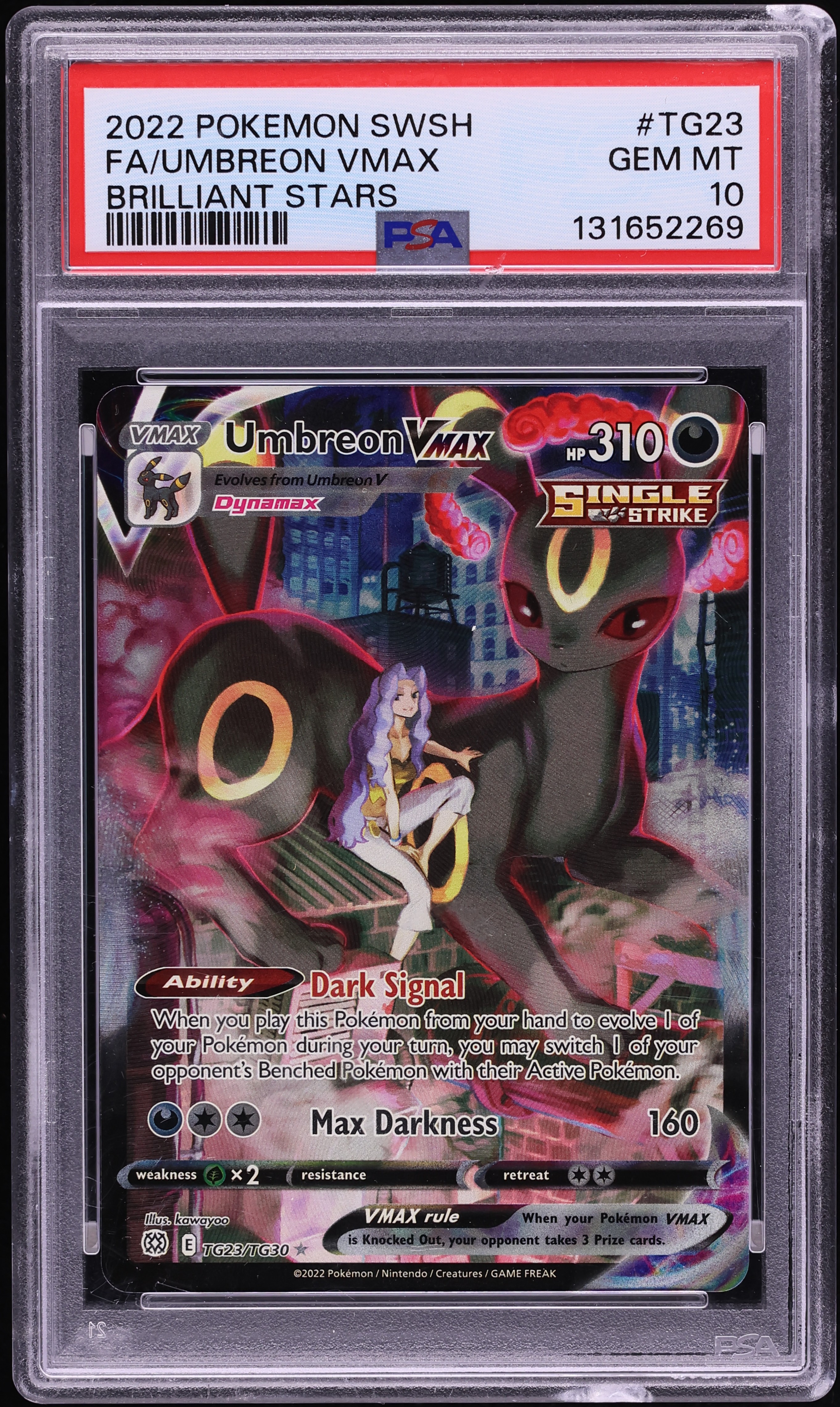 2022 Pokemon Sword & Shield Brilliant Stars CHR Umbreon VMAX #TG23 PSA 10 GEM MINT