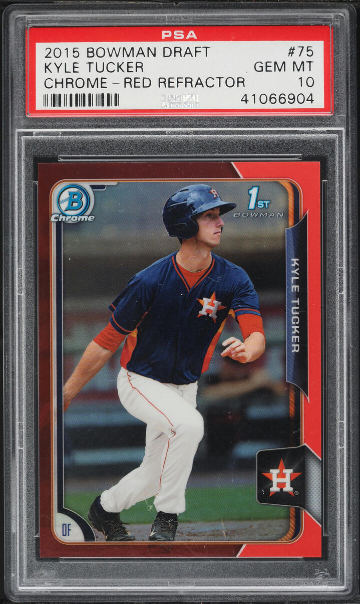2015 Bowman Chrome Draft Red Refractor Kyle Tucker PROSPECT 1/5 #75 PSA 10 GEM MINT - Photo 1