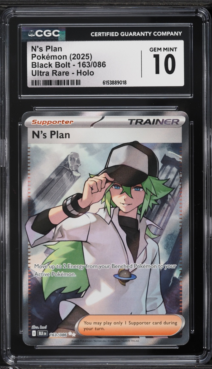 2025 Pokemon Scarlet & Violet Black Bolt Full Art N's Plan #163 CGC 10 GEM MINT