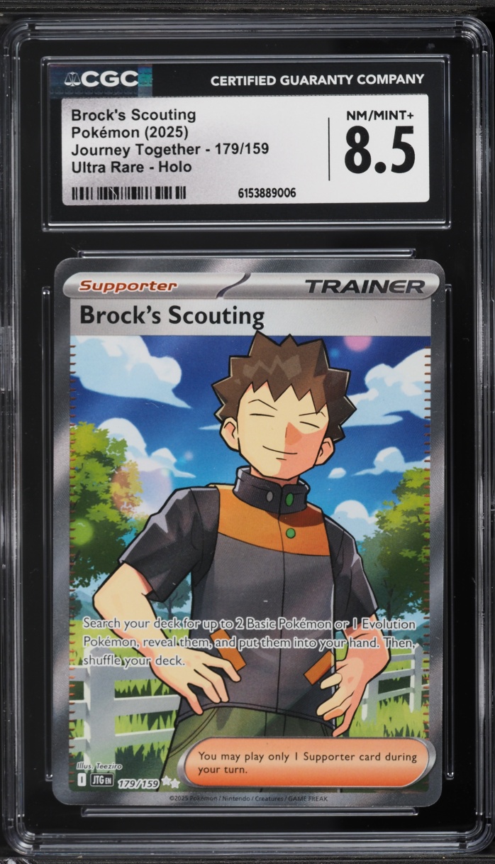 2025 Pokemon SV Journey Together Error Full Art Brock's Scouting #179 CGC 8.5 NM-MT+