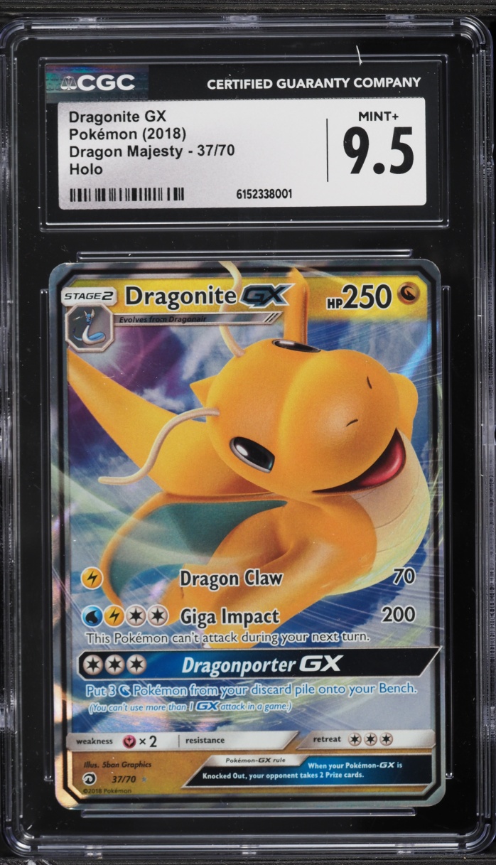 2018 Pokemon Sun & Moon Dragon Majesty Dragonite GX #37 CGC 9.5 MINT+