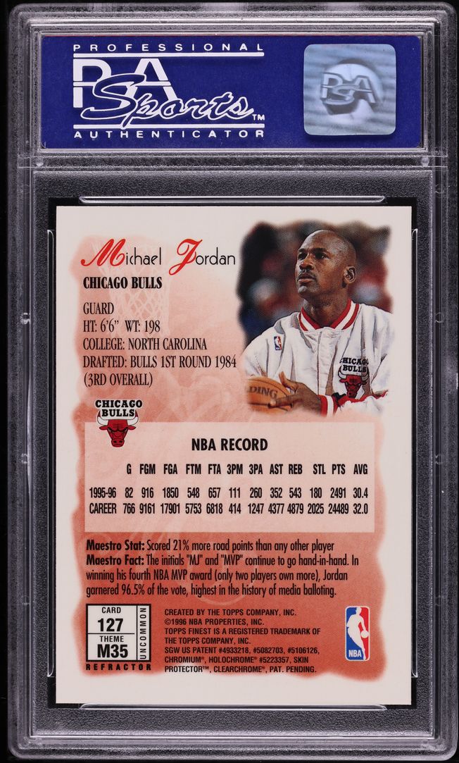 1996 Finest Refractor w/ Coating Michael Jordan #127 PSA 9 MINT