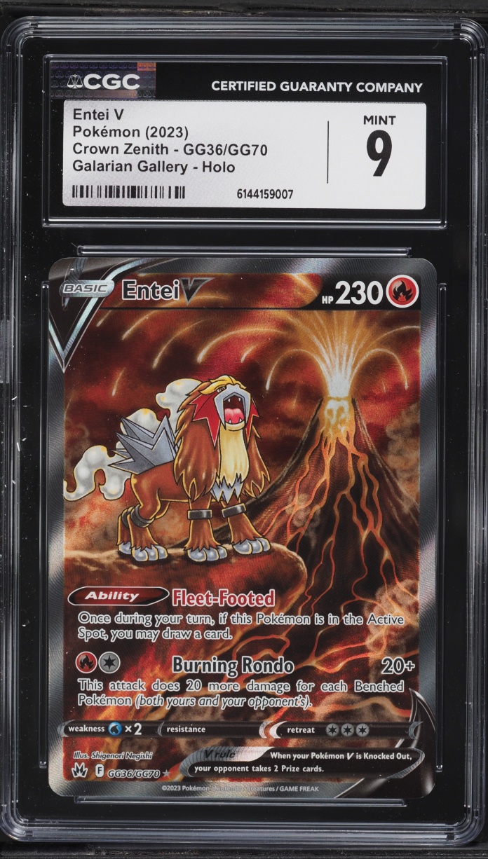 2023 Pokemon Sword & Shield Crown Zenith Galarian Gallery Alt Art Entei V #GG36 CGC 9 MINT