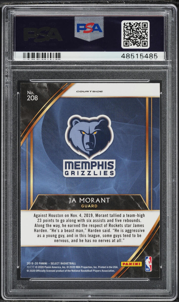 2019 Select Courtside Ja Morant ROOKIE #208 PSA 10 GEM MINT