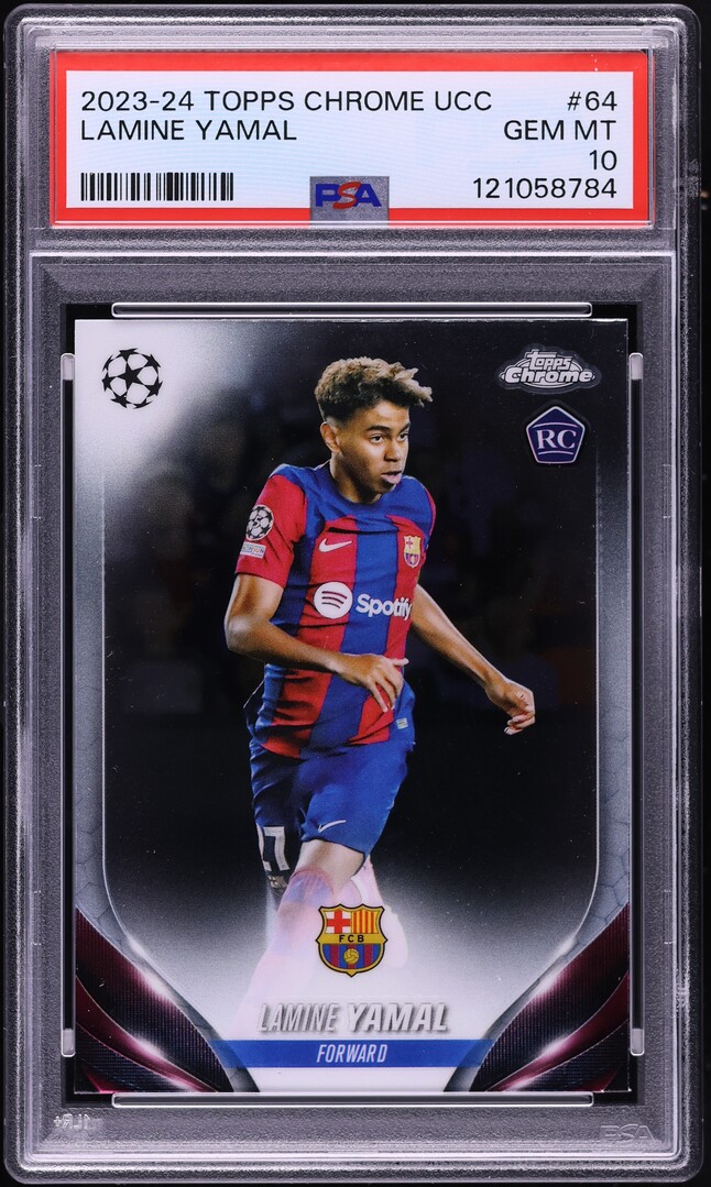 2023 Topps Chrome UEFA Club Competitions Lamine Yamal ROOKIE #64 PSA 10 GEM MINT