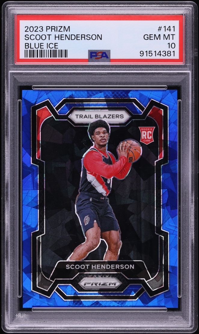 2023 Panini Prizm Blue Ice Scoot Henderson ROOKIE /125 #141 PSA 10 GEM MINT