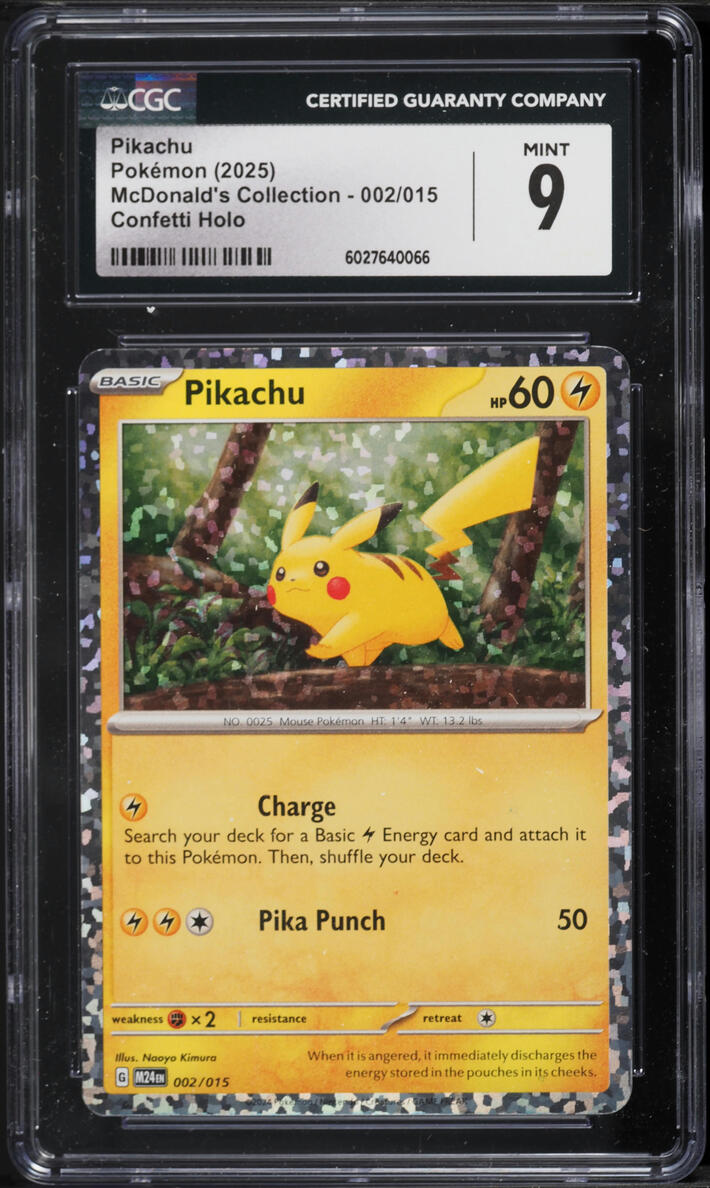 2025 Pokemon McDonald's Collection Confetti Holo Pikachu #2 CGC 9 MINT