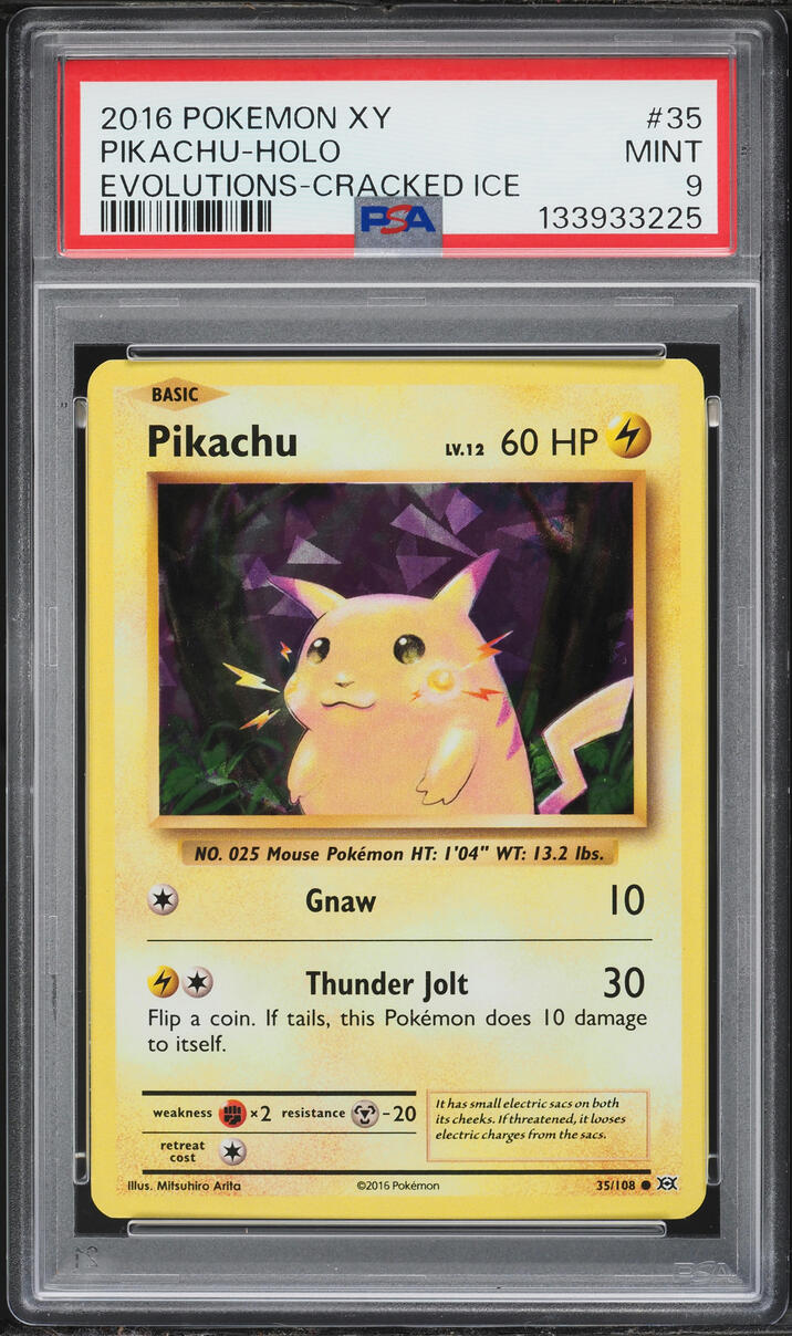 2016 Pokemon XY Evolutions Cracked Ice Holo Pikachu #35 PSA 9 MINT
