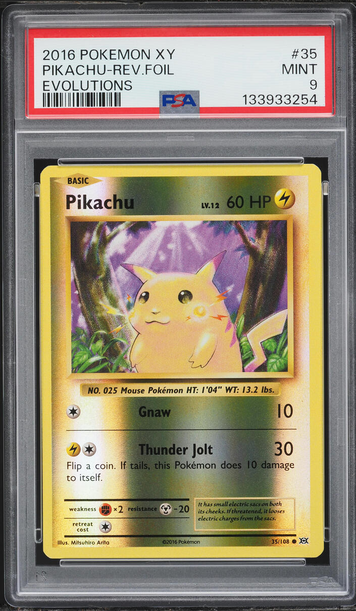 2016 Pokemon XY Evolutions Reverse Holo Pikachu #35 PSA 9 MINT