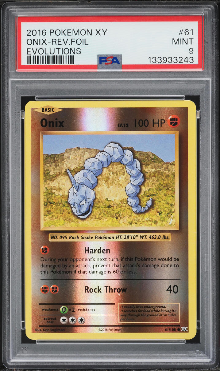 2016 Pokemon XY Evolutions Reverse Holo Onix #61 PSA 9 MINT