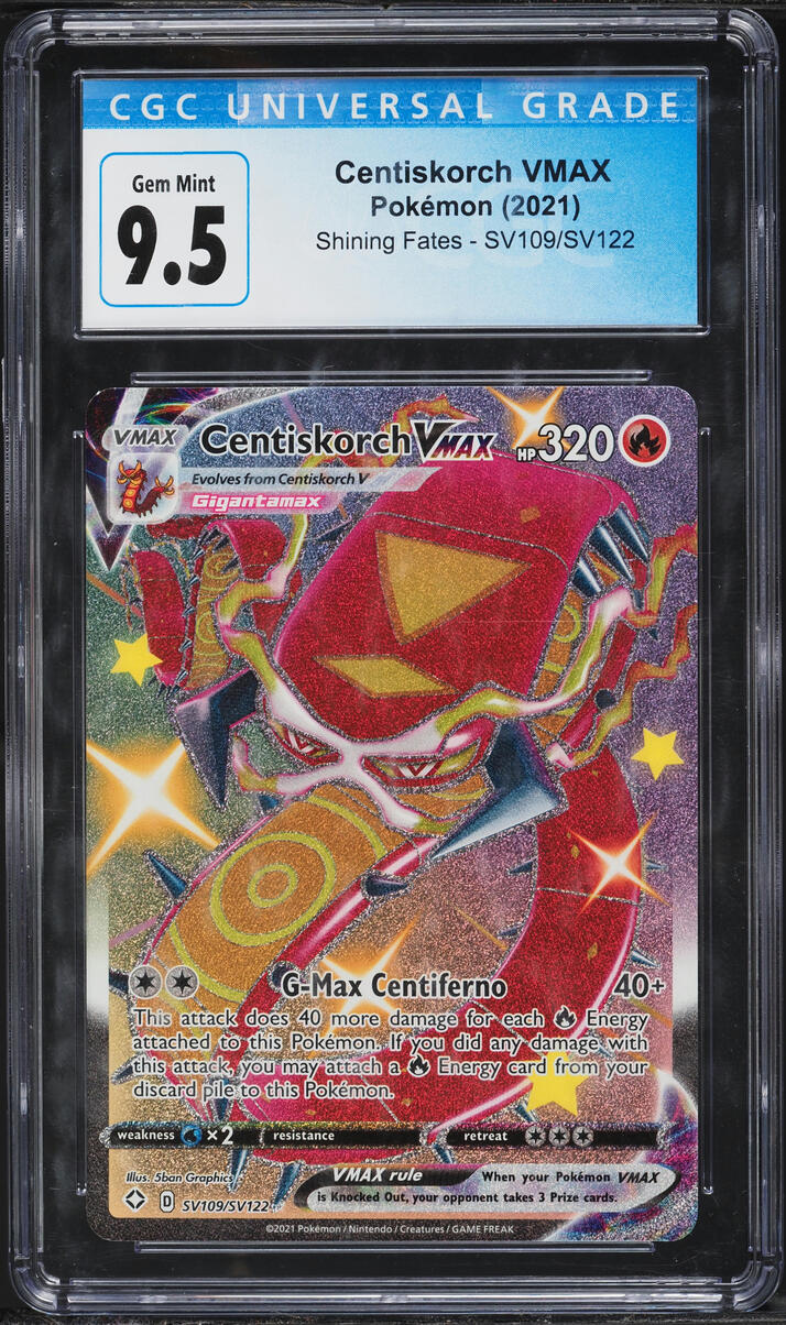 2021 Pokemon Sword & Shield Shining Fates Full Art Centiskorch VMAX #SV109 CGC 9.5 GEM