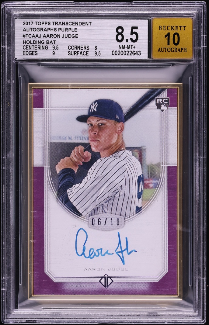 2017 Topps Transcendent Purple Aaron Judge ROOKIE AUTO /10 #TCA-AJ BGS 8.5 NM-MT+