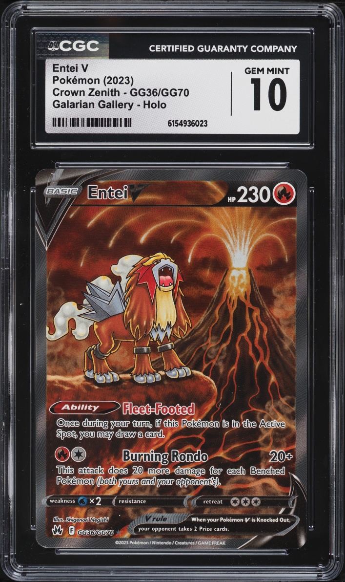 2023 Pokemon Sword & Shield Crown Zenith Galarian Gallery Full Art Entei V #GG36 CGC 10 GEM