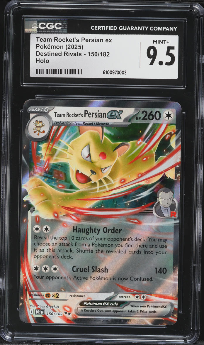 2025 Pokemon SV Destined Rivals Holo Team Rocket's Persian ex #150 CGC 9.5 MINT+