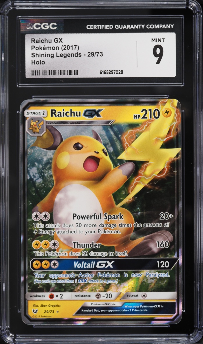2017 Pokemon Sun & Moon Shining Legends Holo Raichu GX #29 CGC 9 MINT
