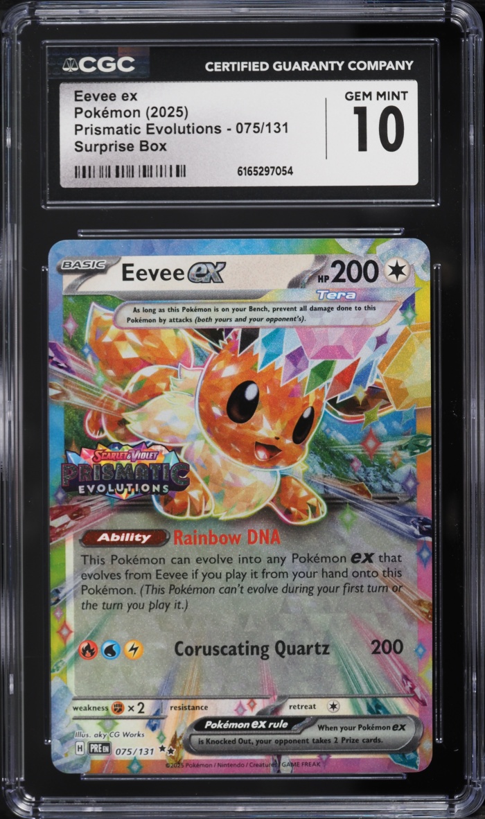 2025 Pokemon Scarlet & Violet Prismatic Evolutions Surprise Box Eevee Ex #75 CGC 10 GEM MINT