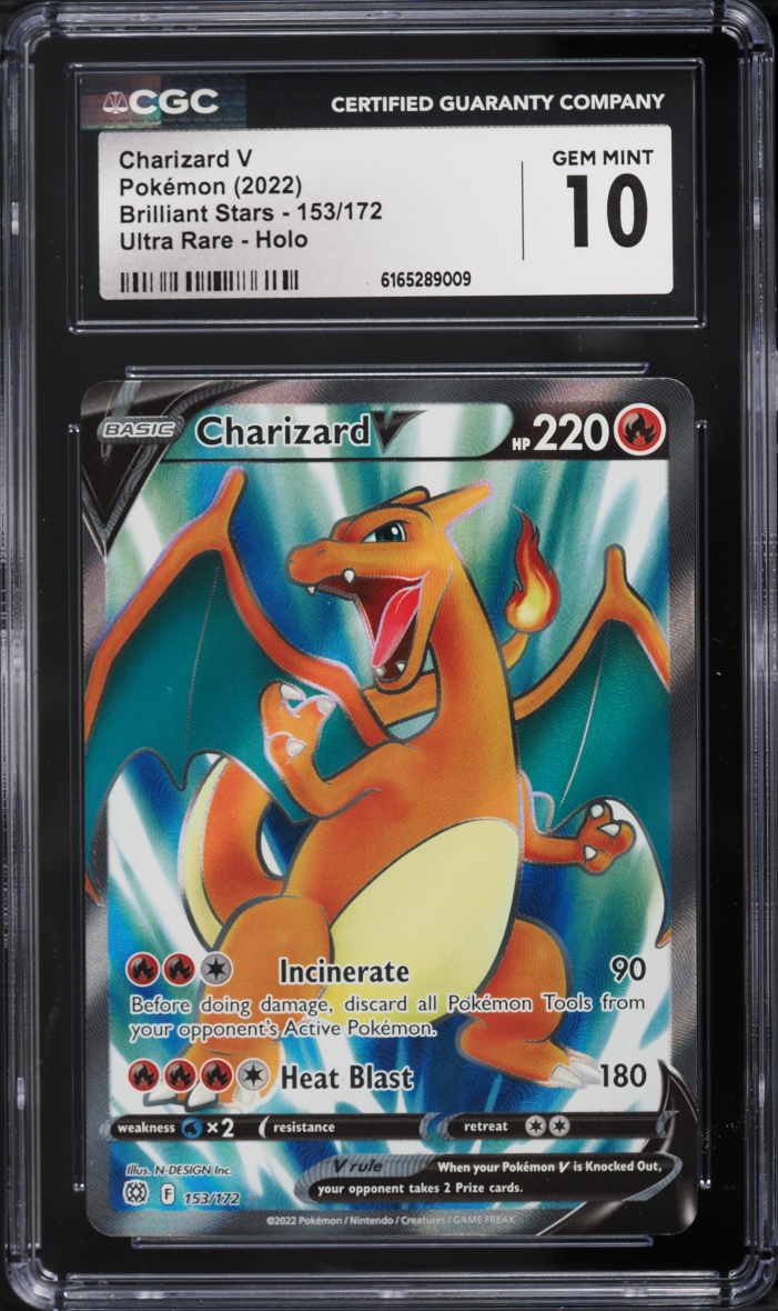 2022 Pokemon Sword & Shield Brilliant Stars Full Art Charizard V #153 CGC 10 GEM MINT