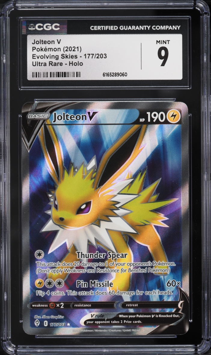 2021 Pokemon Sword & Shield Evolving Skies Full Art Jolteon V #177 CGC 9 MINT