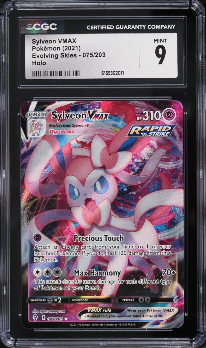 2021 Pokemon Sword & Shield Evolving Skies Full Art Sylveon VMAX #75 CGC 9 MINT
