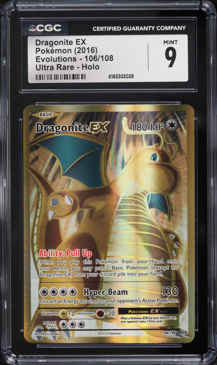 2016 Pokemon XY Evolutions Gold Rare Dragonite EX #106 CGC 9 MINT