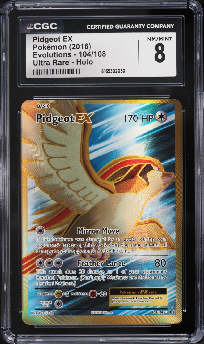 2016 Pokemon XY Evolutions Gold Rare Pidgeot EX #104 CGC 8 NM-MT