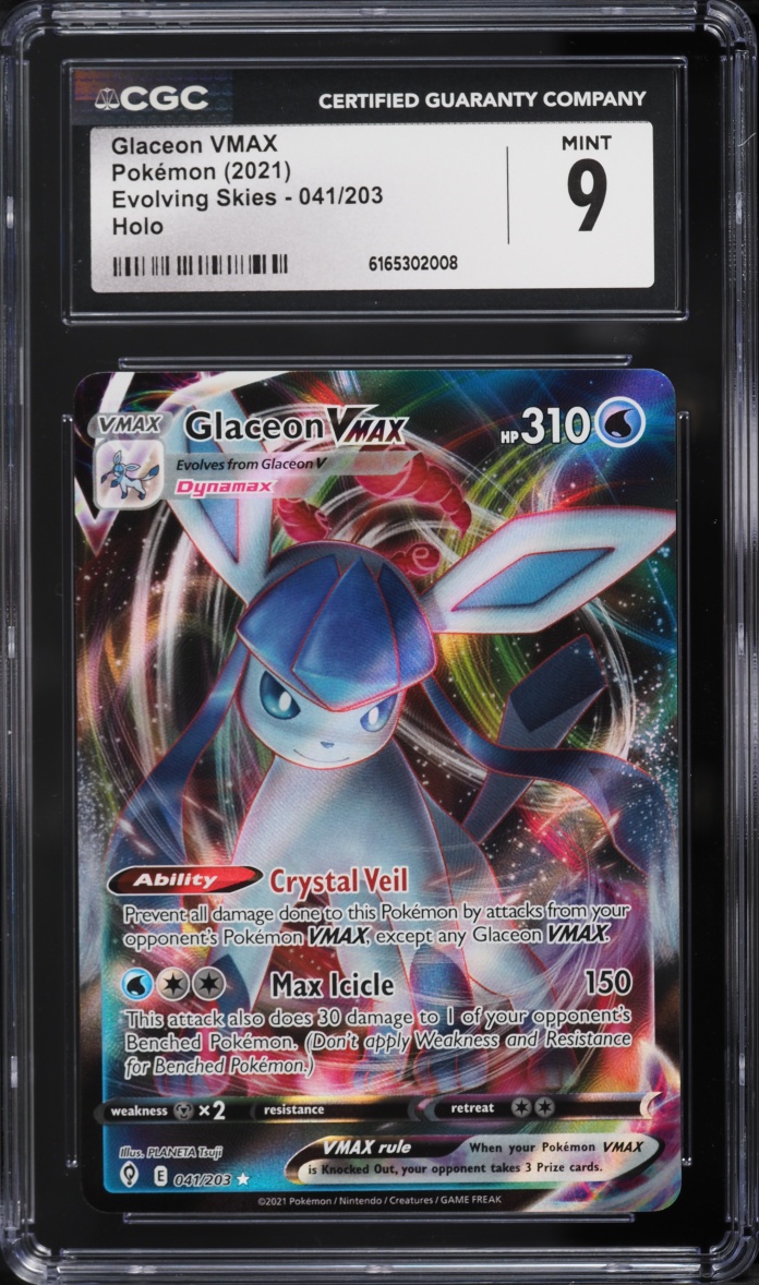 2021 Pokemon Sword & Shield Evolving Skies Full Art Glaceon VMAX #41 CGC 9 MINT