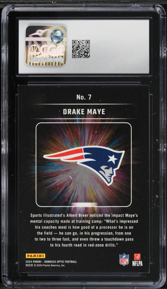 2024 Donruss Optic Light It Up Drake Maye ROOKIE #7 CGC 10 GEM MINT