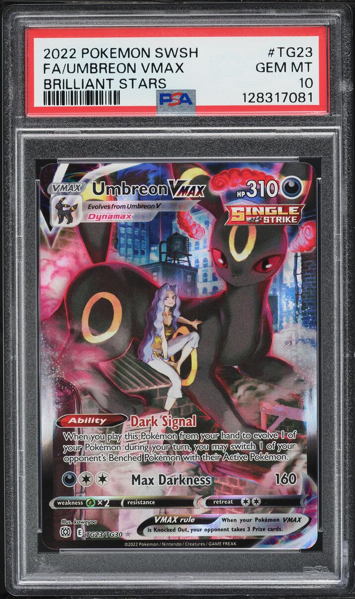 2022 Pokemon Sword & Shield Brilliant Stars Full Art Umbreon VMAX #TG23 PSA 10 GEM