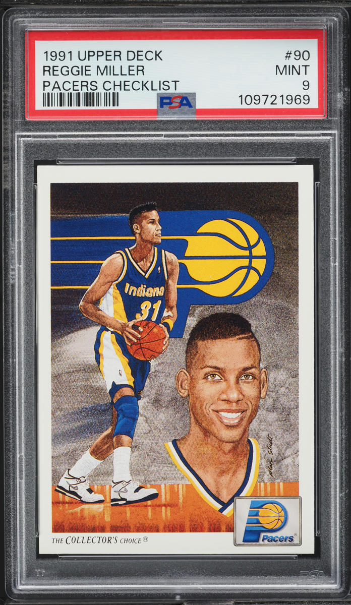 1991 Upper Deck Pacers Checklist Reggie Miller #90 PSA 9 MINT on ...