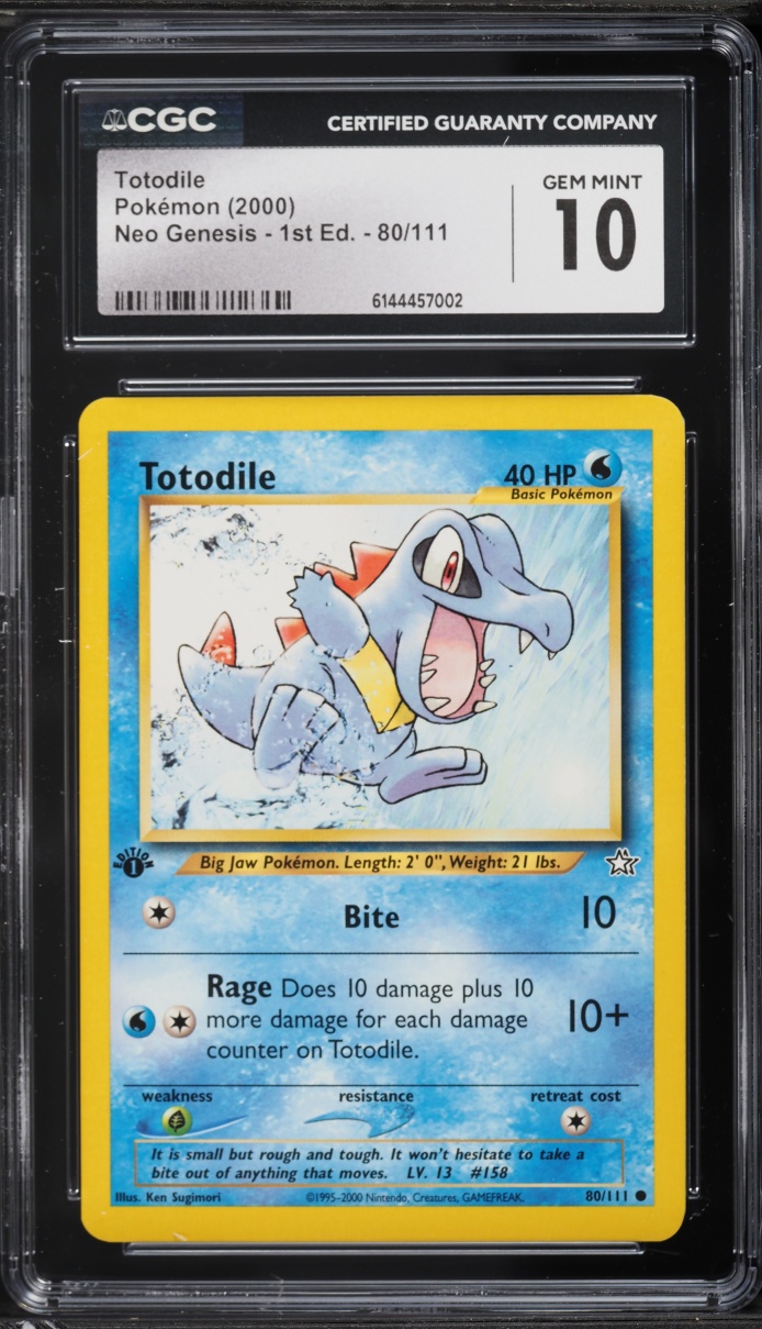 2000 Pokemon Neo Genesis 1st Edition Totodile #80 CGC 10 GEM MINT